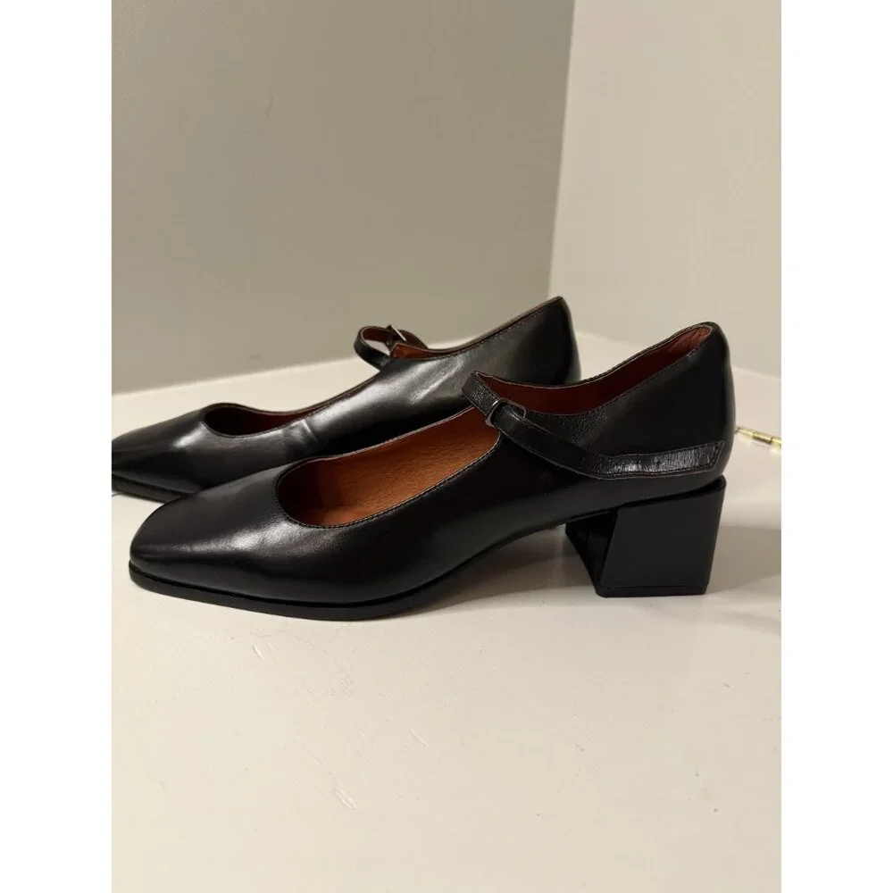 Intentionally Blank Christopher Mary Jane Heel Black Leather US 11 NEW $198 - Picture 9 of 15
